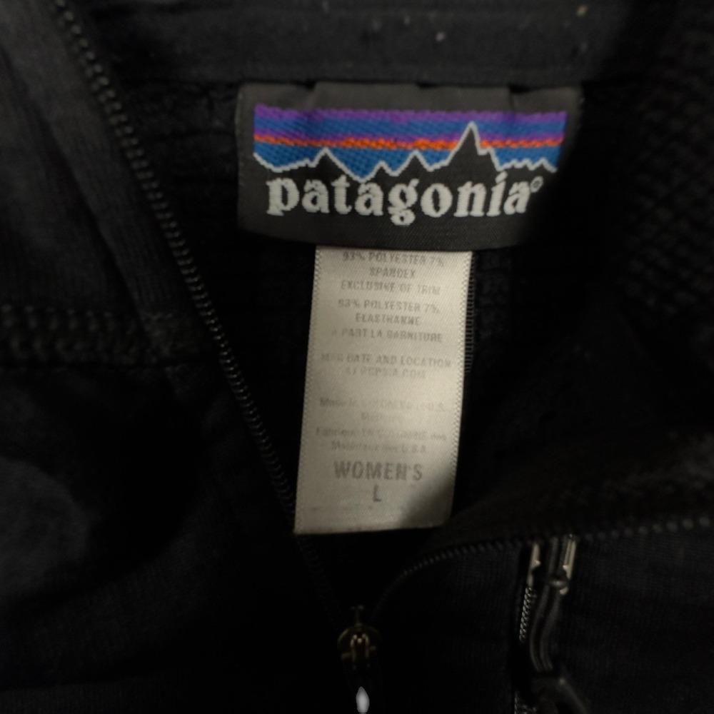 Patagonia R1 Hoody Jacket Womens L Black Grid Fleece Pullover Balaclava Polartec - Picture 7 of 13